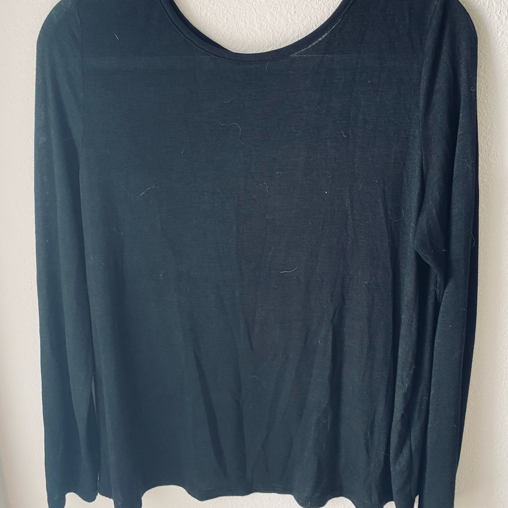 Black flowy open back shirt